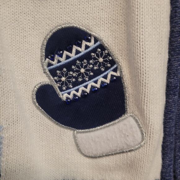 Classic Elements Women’s XL Winter Sweater Mittens Skates Snowflake Full Zip - Picture 3 of 10